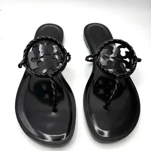 NEW NWT Tory Burch x BonBon Women's Miller Twist Sandals Black Size 10 - Picture 1 of 7